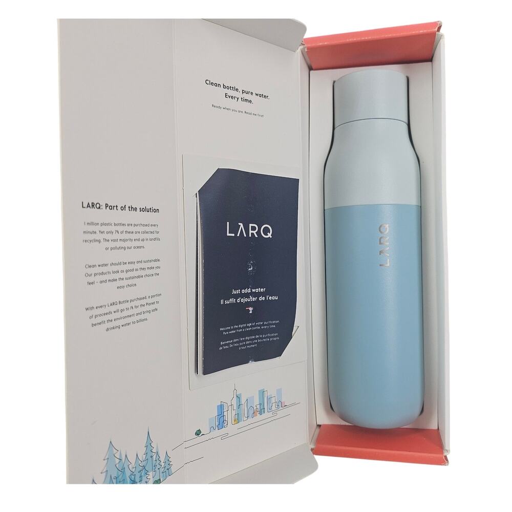 LARQ SELF-CLEANING SEASIDE MINT WATER BOTTLE – 500ML / 17OZ – UV-C PURIFICATION